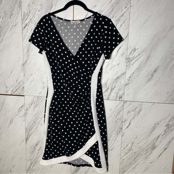 Vintage Inspired Polka Dot Stretch Wrap Dress SZ XL - Picture 2 of 5